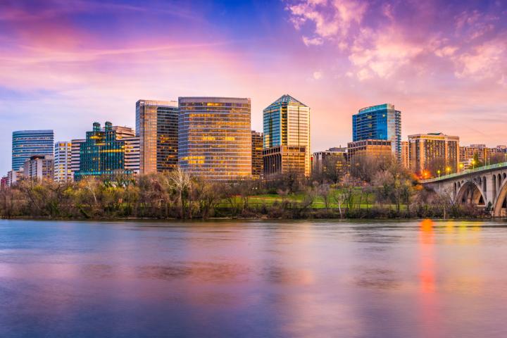 Skyline View Of Arlington VA At Dusk