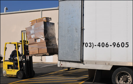 forklift of coats